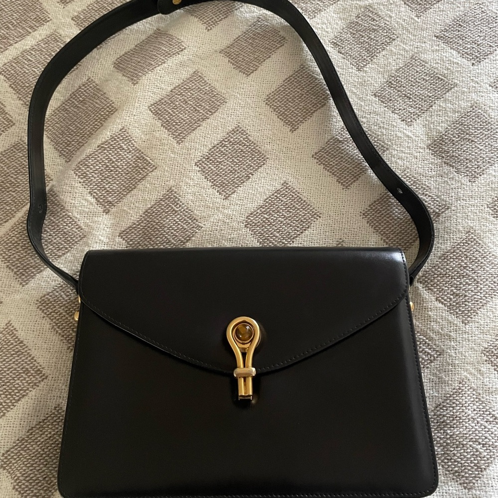 GUC Vintage 1960s Gucci Shoulder Bag Black GHW